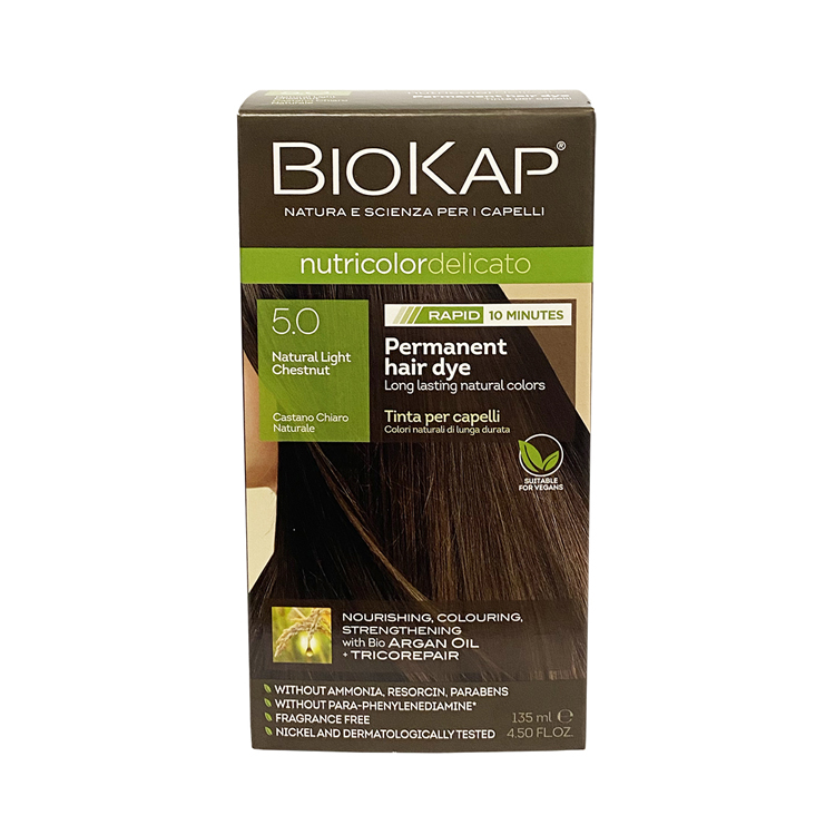 BioKap Nutricolor Delicato RAPID Natural Light Chestnut 5.0 Permanent Hair Dye 135ml